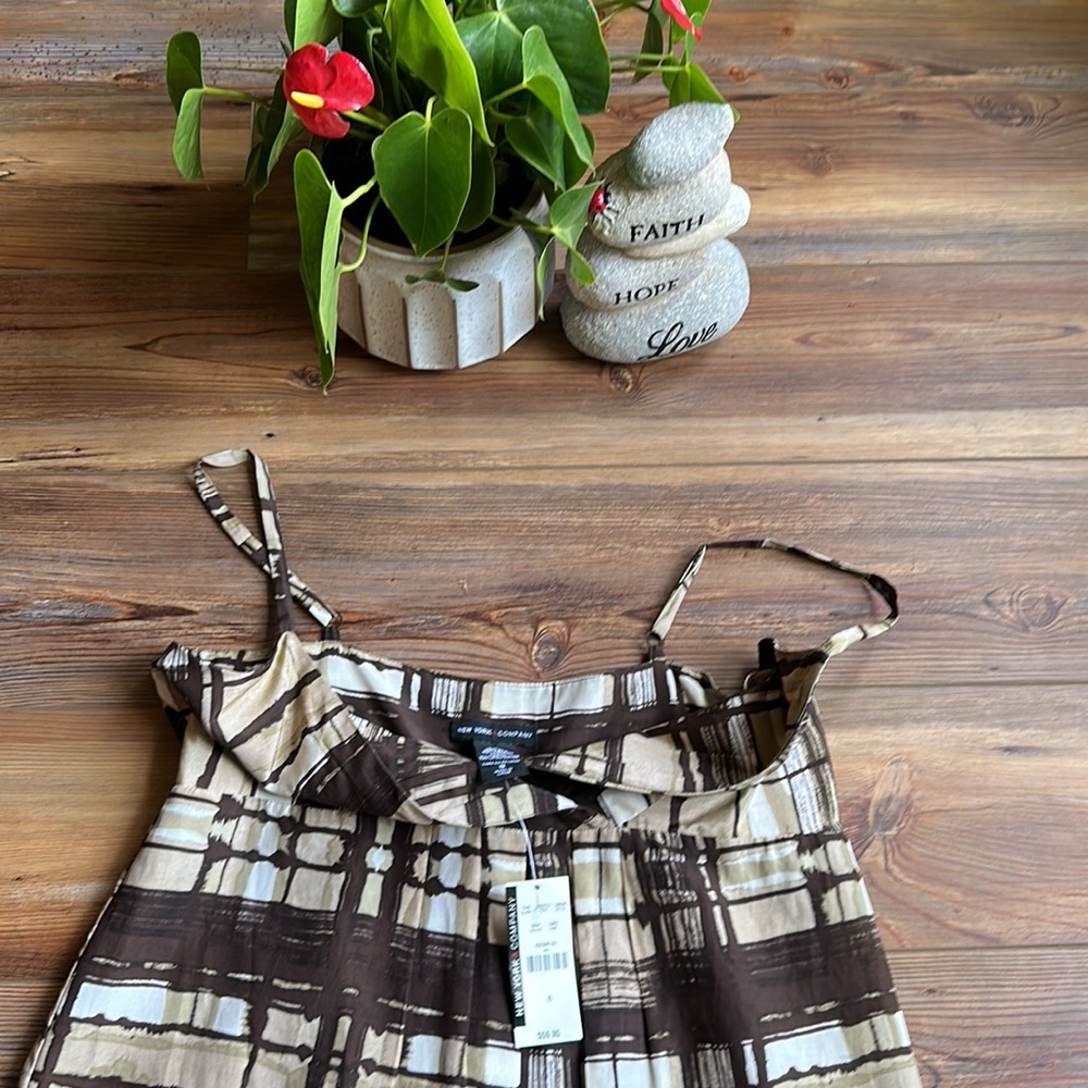 💖New York Company brown, taupe and cream silk summer dress - Picture 4 of 5